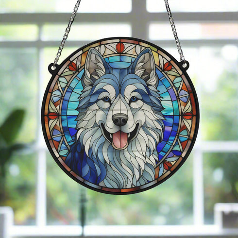 Alaskan Malamute Stained Glass Effect Suncatcher